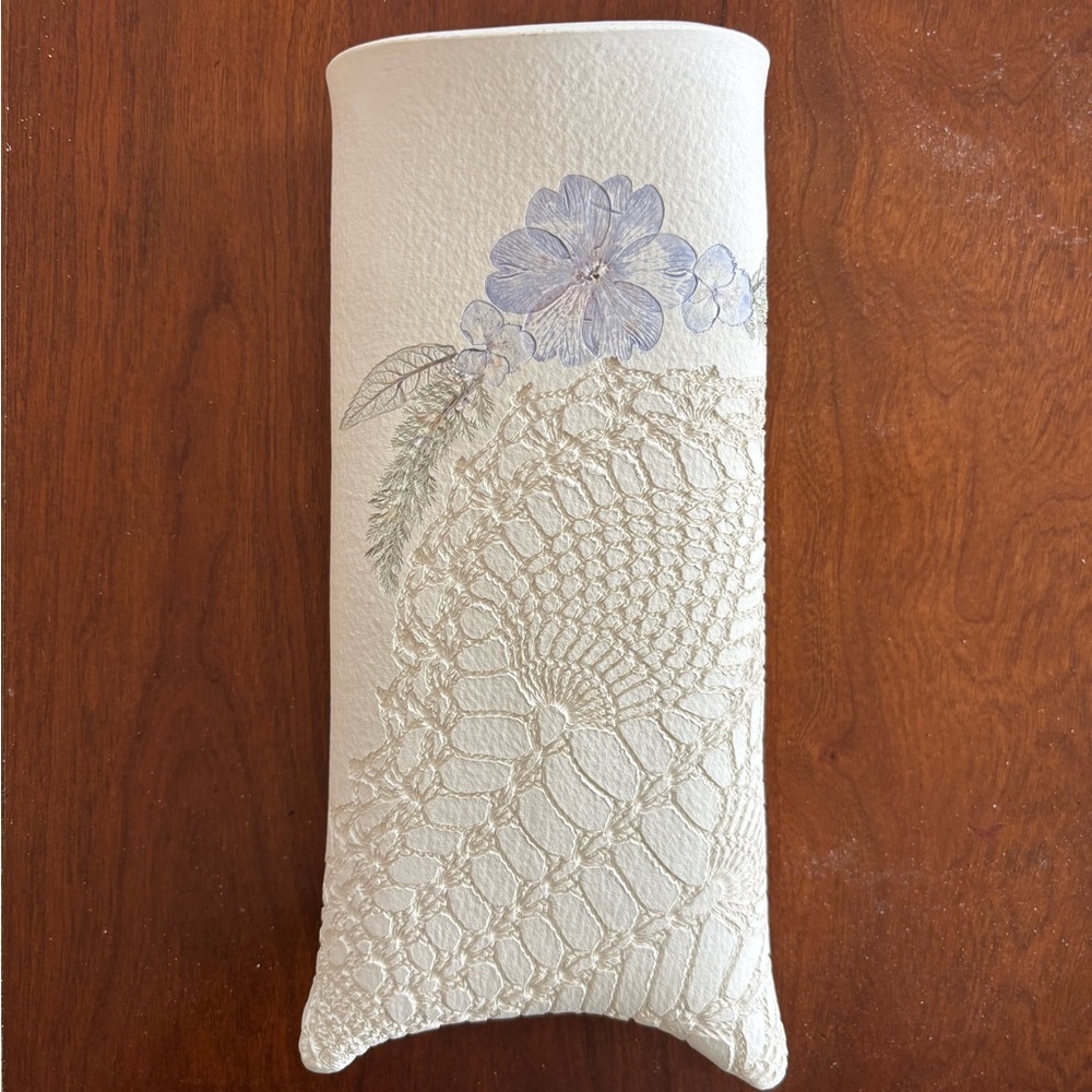 Sue Burkhart Floral Embroidered Wall Vase